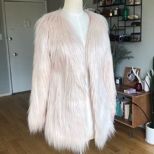 Showpo pale pink faux fur coat